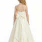 Gorgeous Flower Girl Gown Halter Neck Sleeveless A-Line Floor-Length Satin Dress with Oversized Back Bow Accent