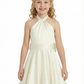 Gorgeous Flower Girl Gown Halter Neck Sleeveless A-Line Floor-Length Satin Dress with Oversized Back Bow Accent