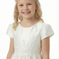 Elegant Flower Girl Dress Round Neck Puff Short Sleeve A-Line Satin Gown with Floral Embroidery