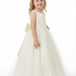 Charming Flower Girl Dress Round Neck Sleeveless A-Line Floor-Length Satin & Tulle Gown with Pearl Embellishments