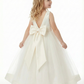 Charming Flower Girl Dress Round Neck Sleeveless A-Line Floor-Length Satin & Tulle Gown with Pearl Embellishments