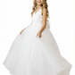 Gorgeous Flower Girl Dress V-Neck Sleeveless Ballgown Floor-Length Tulle & Satin Gown with Waist Bow Accent