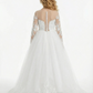 Elegant Long-Sleeve Illusion-Neck Flower Girl Gown Tulle Dress Button Back Lace Detailing for Weddings & Special Occasions