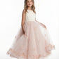 Sleeveless Flower Girl Dress A-Line Floor-Length Tulle Gown with 3D Floral Applique & Ruched Waist for Weddings & Formal Events