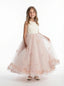 Sleeveless Flower Girl Dress A-Line Floor-Length Tulle Gown with 3D Floral Applique & Ruched Waist for Weddings & Formal Events