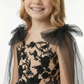 Chic Flower Girl Gown Scoop Neck Sleeveless Lace Embroidered A-Line Floor-Length Tulle Dress with Bow Capelet