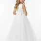 Sleeveless Round-Neck Flower Girl Gown A-Line Tulle Dress with Satin Bodice Waist Bow & Lightweight Tulle Skirt for Wedding Celebrations