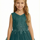 Sleeveless V-Neck Flower Girl Gown Tulle Dress with Beaded Lace Embroidery & Oversized Satin Bow for Formal Events & Weddings