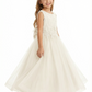 Sleeveless Round-Neck Flower Girl Gown Tulle Dress with Pearl Embellishments & Lace Appliqu¨¦s for Wedding Ceremonies