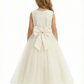 Sleeveless Round-Neck Flower Girl Gown Tulle Dress with Pearl Embellishments & Lace Appliqu¨¦s for Wedding Ceremonies