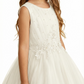 Sleeveless Round-Neck Flower Girl Gown Tulle Dress with Pearl Embellishments & Lace Appliqu¨¦s for Wedding Ceremonies
