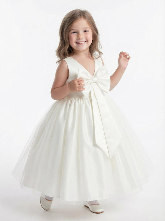 Wedding Flowers Pageant Dress Ladies Lace Flower Princess Dress Evening Gowns V Neck