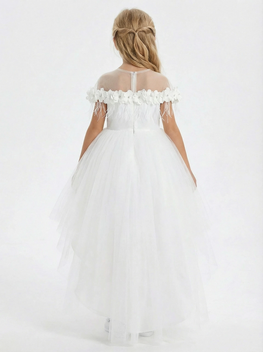 Hi-Low Toddler Bridesmaid Wedding Flowers Pageant Dress Flower Princess Dress Evening