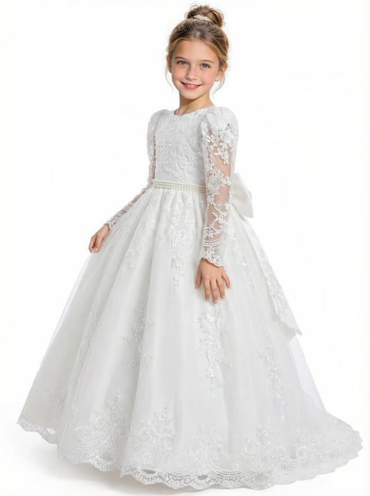 Elegangt Wedding Flowers Long Pageant Dress Flower Princess Dress Princess Lace Girl