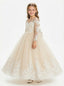 Wedding Lace Flowers Girl Gowns Floor Length Pageant Dress Flower Princess Bow Knot