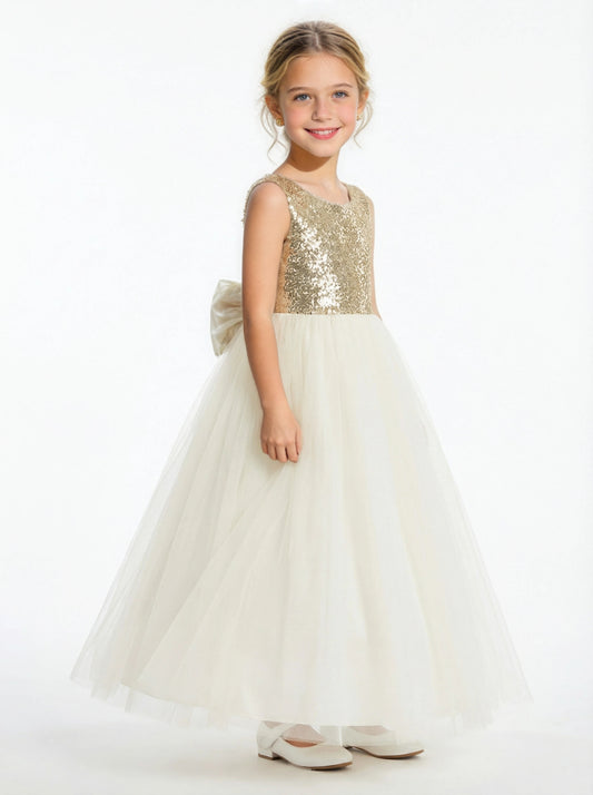 Wedding Flowers Girl Gowns Sequin Little Flowers Communion Wear Flower Princess Dress