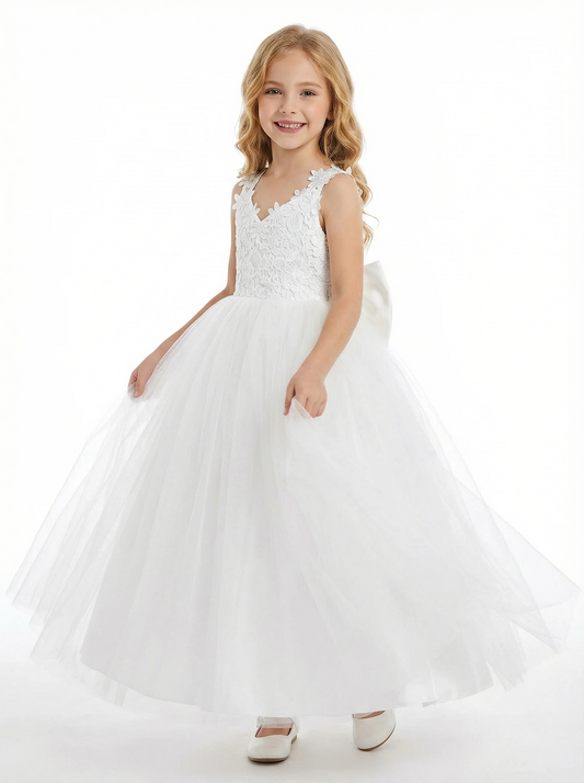 Long Wedding Flowers Girl Gowns Boho Pageant Dress Flower Princess Dress A-line