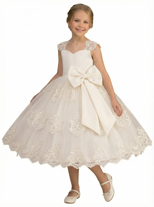 Wedding Flowers Girl Gowns Lace Applique Boho Pageant Dress Flower Princess Dresses