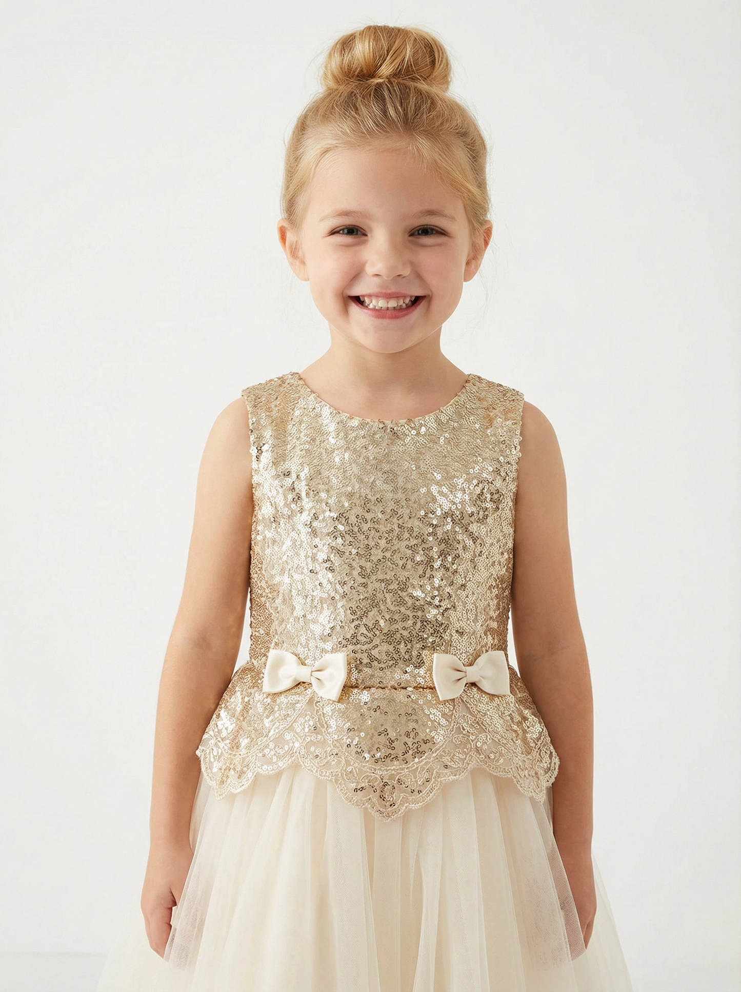 Wedding Flowers Girl Gowns Sequin Boho Pageant Dress Flower Princess Dress Tulle Girls Party Dresses