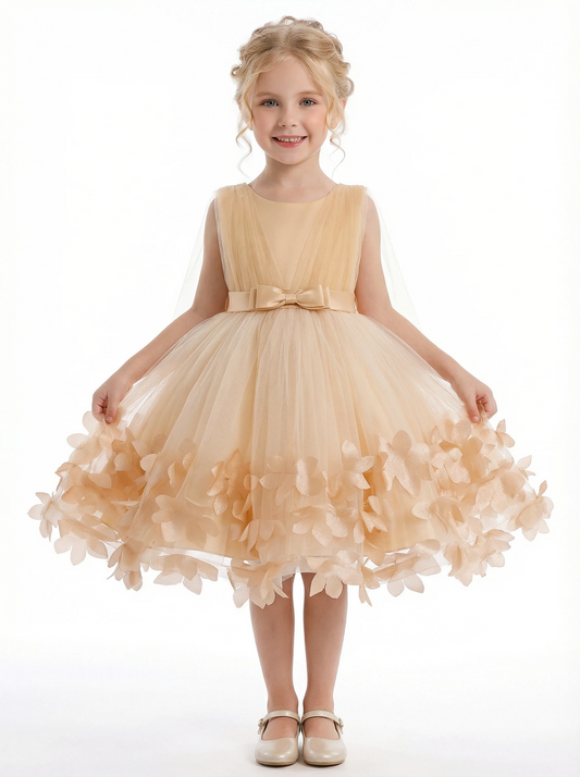 Lace Wedding Flowers Girl Gowns Boho Bow Knot Pageant Dress Flower Princess Dresses