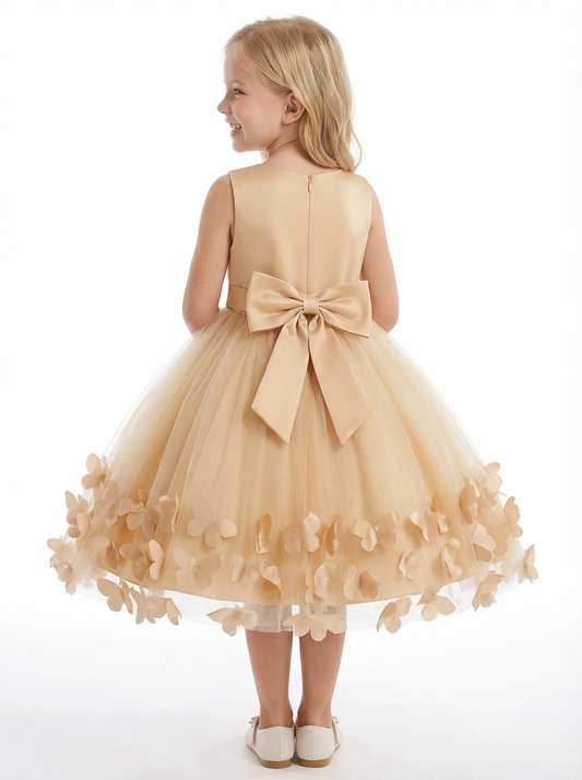 Lace Wedding Flowers Girl Gowns Boho Bow Knot Pageant Dress Flower Princess Dresses