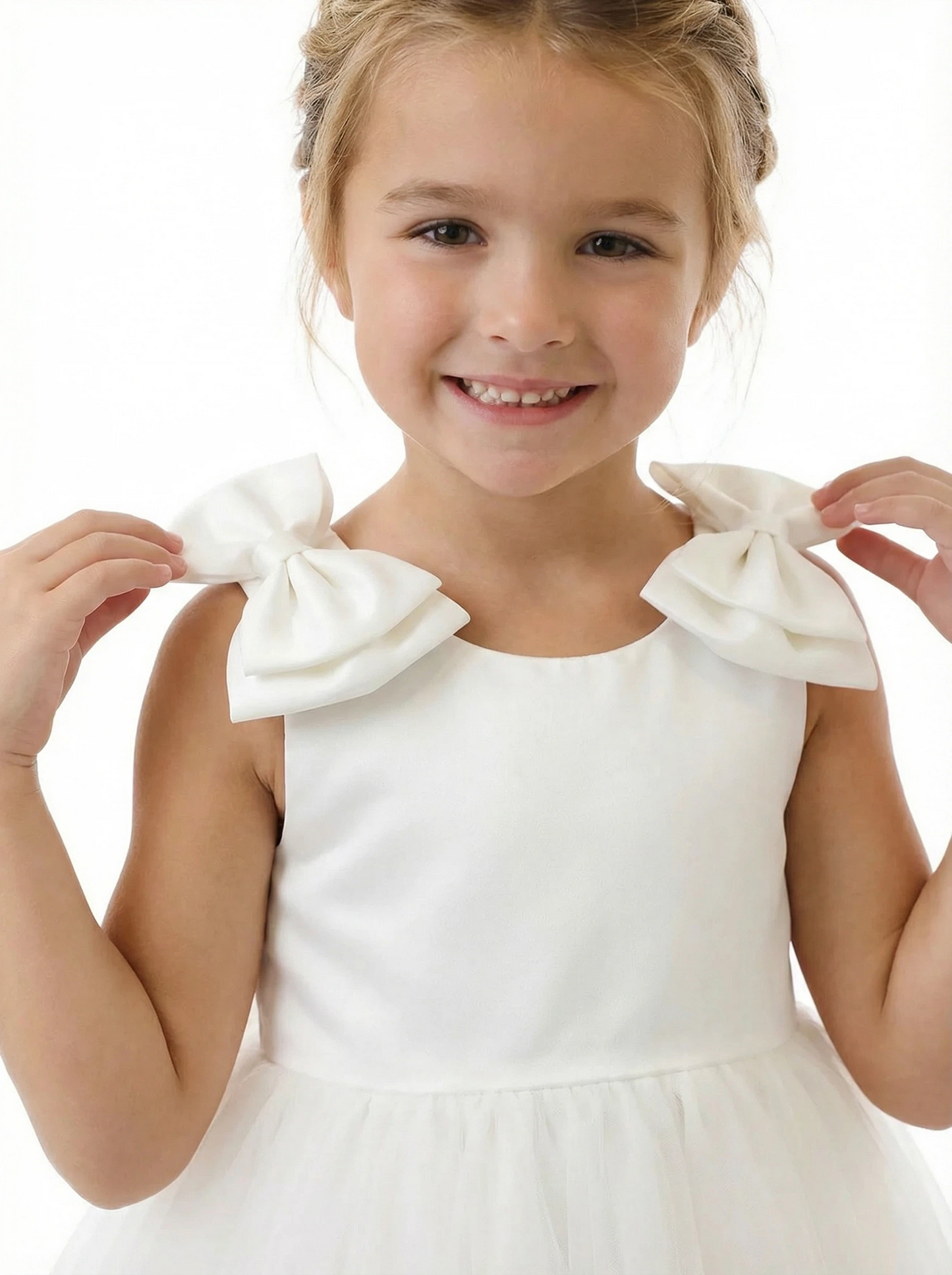 Vintage Lace Girls Wedding Guest Dress Knee Length Childrens Dresses for Wedding Big Bow