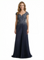Elegant A-line Chiffon Cap Sleeves Mother of the Brides Dresses V Neck Floor length