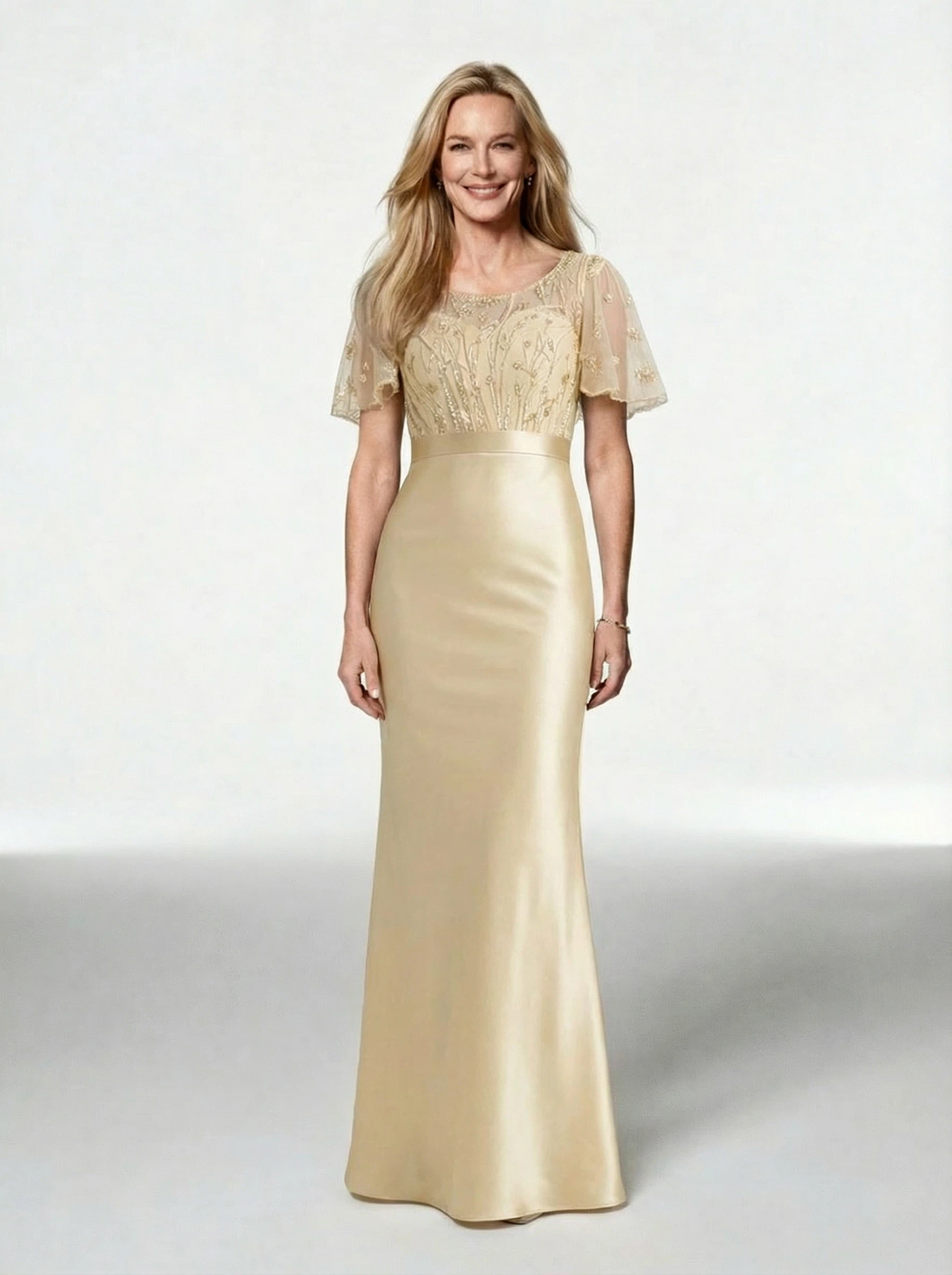 Mermaid Elegant Short Sleeves Mother of the Brides Dresses Floor length