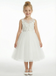 Floral Lace Flower Girl Dress Sleeveless Tulle Skirt Round Neck Wedding Toddler Bridesmaid