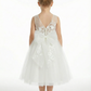 Floral Lace Flower Girl Dress Sleeveless Tulle Skirt Round Neck Wedding Toddler Bridesmaid