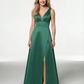 Sleeveless V-neck Mother of the Brides Dresses Floor Length A-line Slit