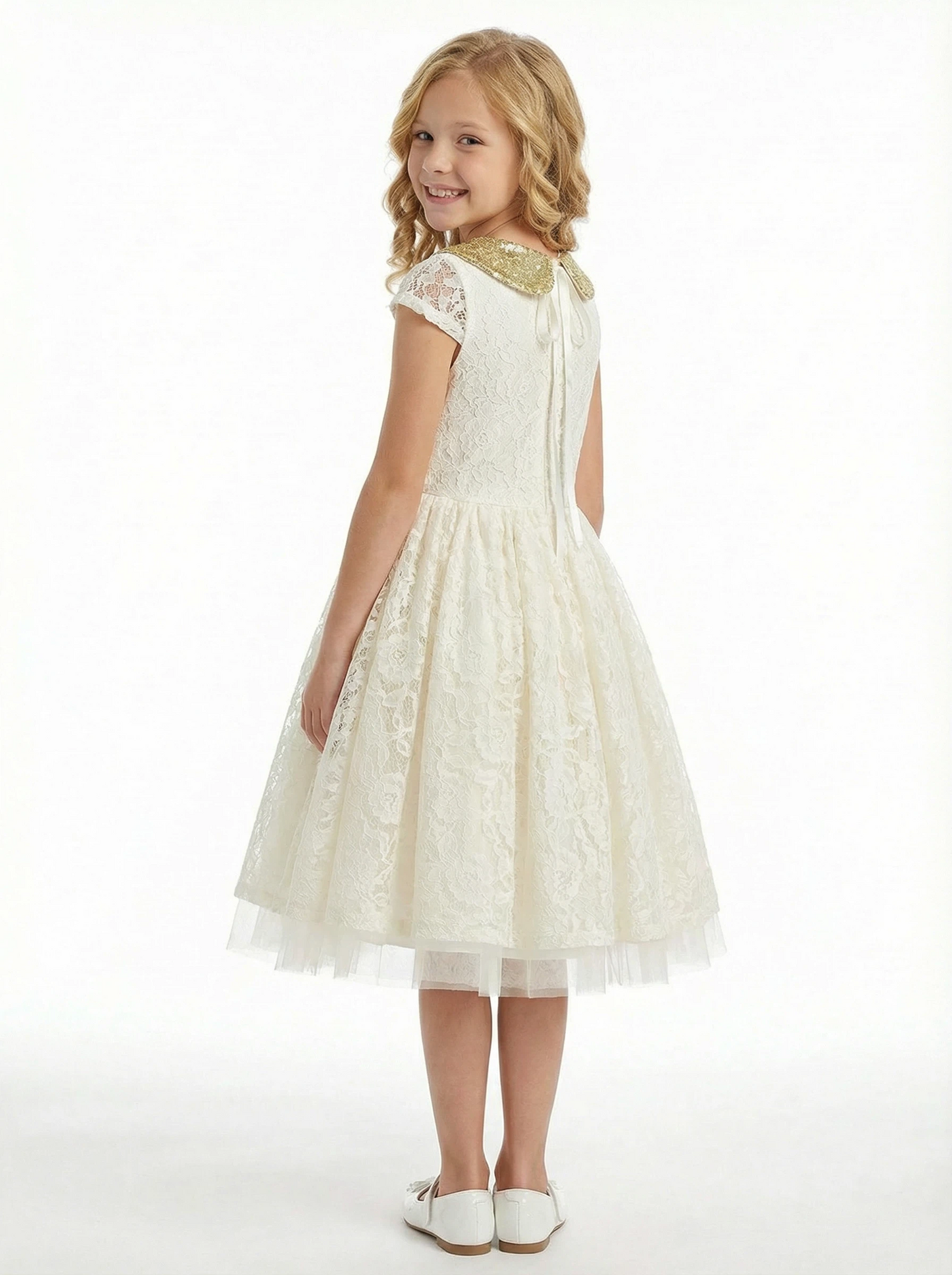 A-Line Wedding Flowers Girl Gowns Pageant Dress Flower Princess Dress Lace Sequin Gowns