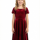 Wedding Flowers Girl Gowns Boho Velvet Dress Flower Princess Dress Gowns Knee Length