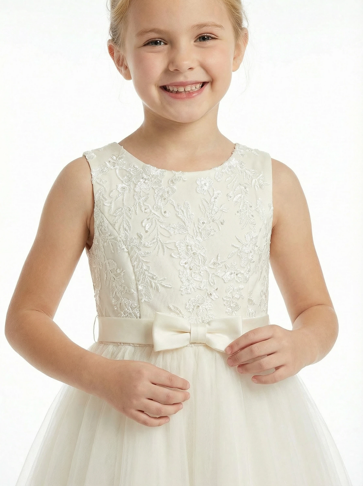 Lace Applique Girls Wedding Princess Flower Dress Party Dress Puffy Communion Dresses
