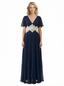 Chiffon V-neck Mother of the Brides Dresses Floor Length A-line Formal Gowns