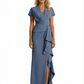 Ruffle Slit Mother of the Brides Dresses Floor Length Formal Gowns for Wedding