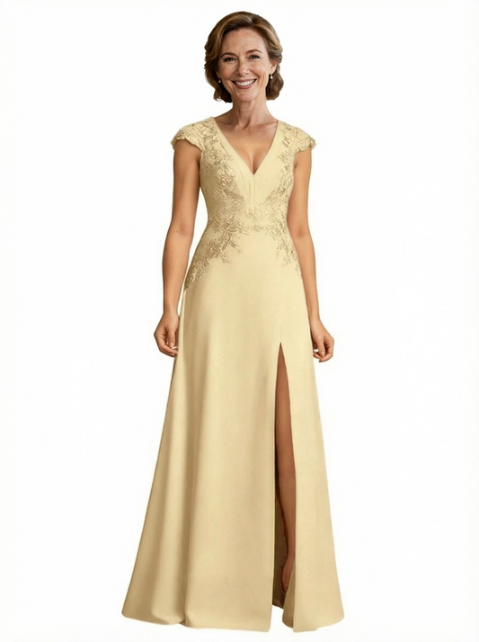 V-neck Elegant Mother of The Bride Dresses Formal Gowns Wedding