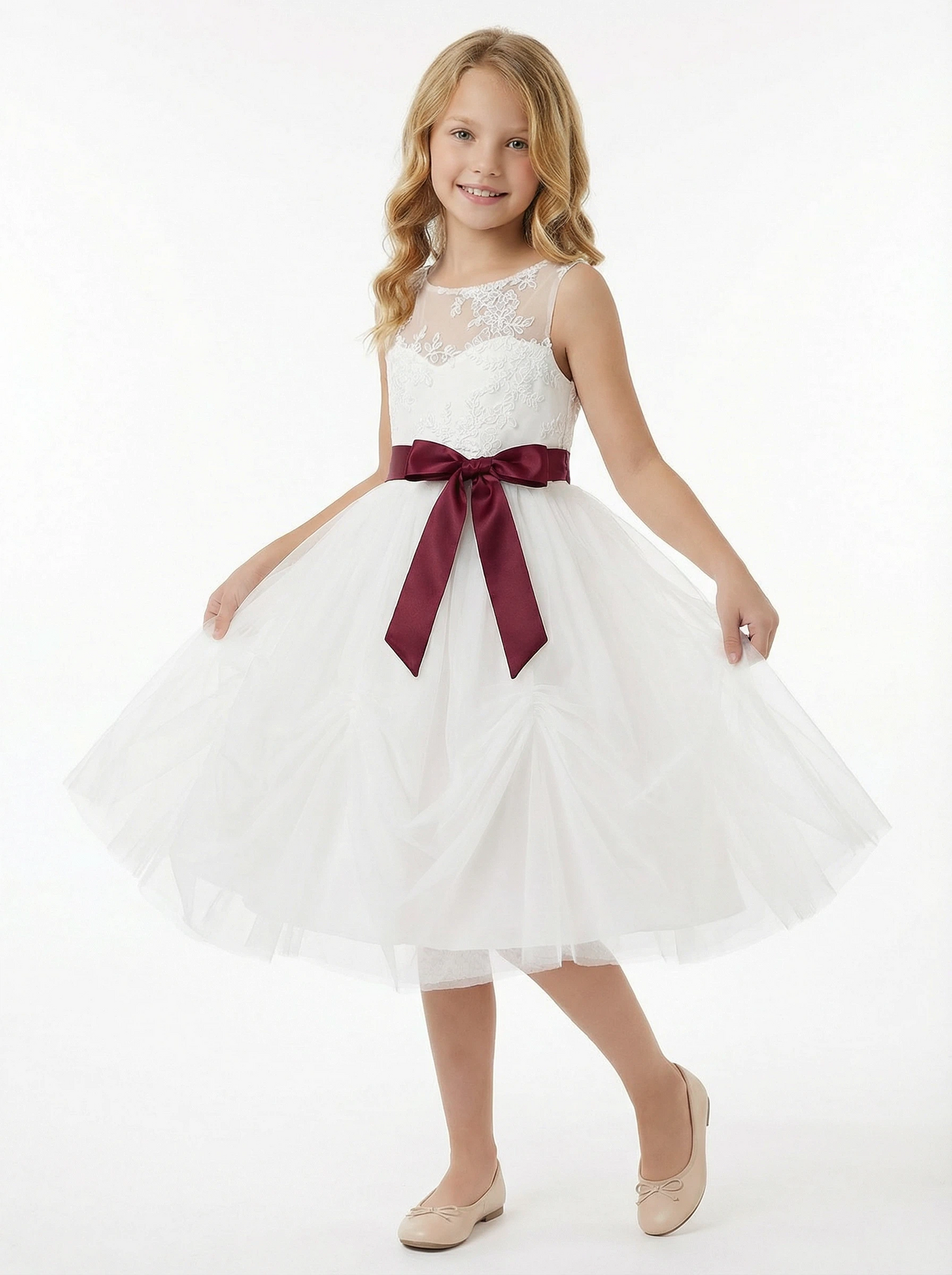 Princess Lace Flower Wedding Flowers Girl Gowns Boho Bow Knot Dress Flower Princess Gowns Cute