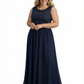 A-line Chiffon Elegant Mother of The Bride Dress Formal Gowns Lace Sleeveless