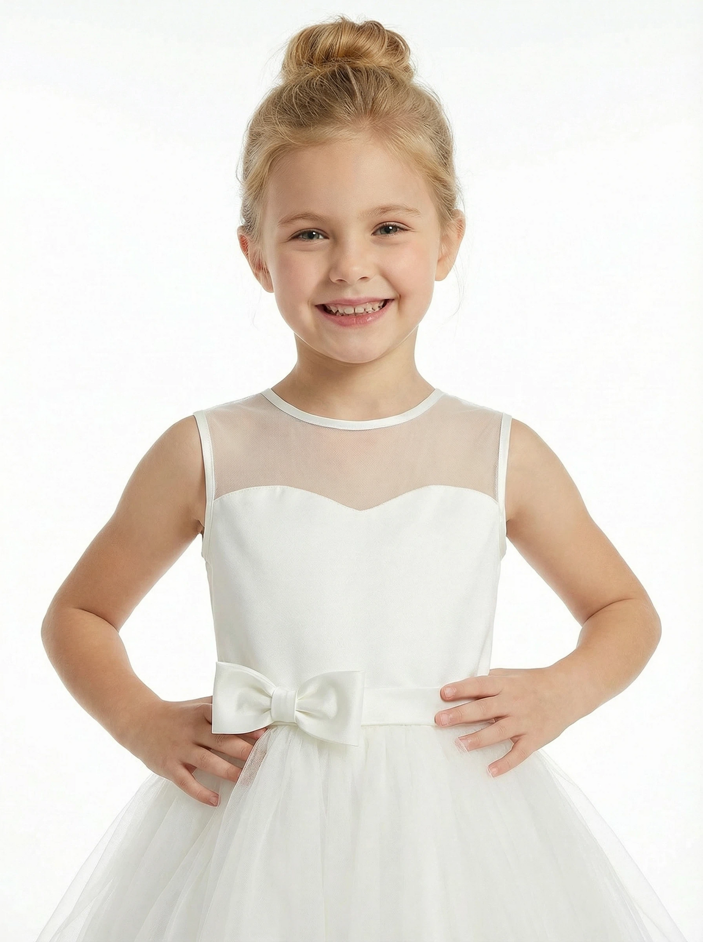 Simple Satin Flower Girl Dress Sleeveless Skirt Elegant A-Line Flower Birthday Dresses