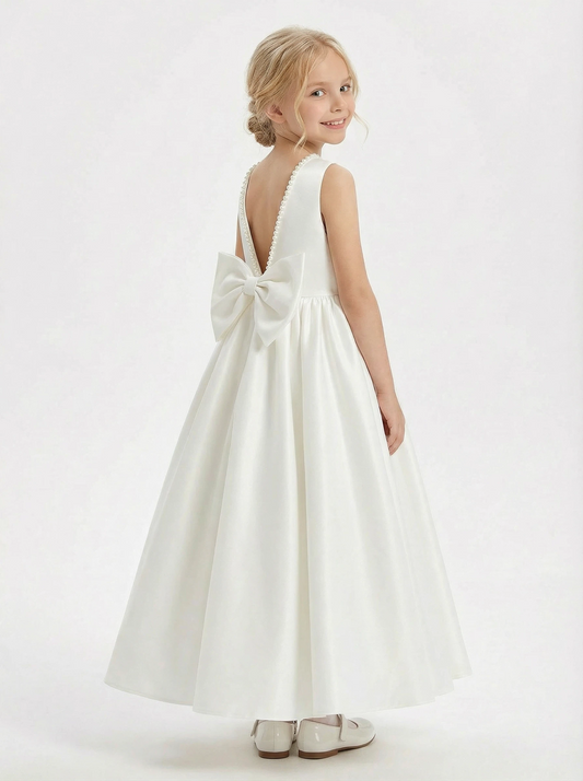 Floral Lace Toddler Flower Girl Dress Sleeveless Tulle Skirt Sash Round Neck for Wedding