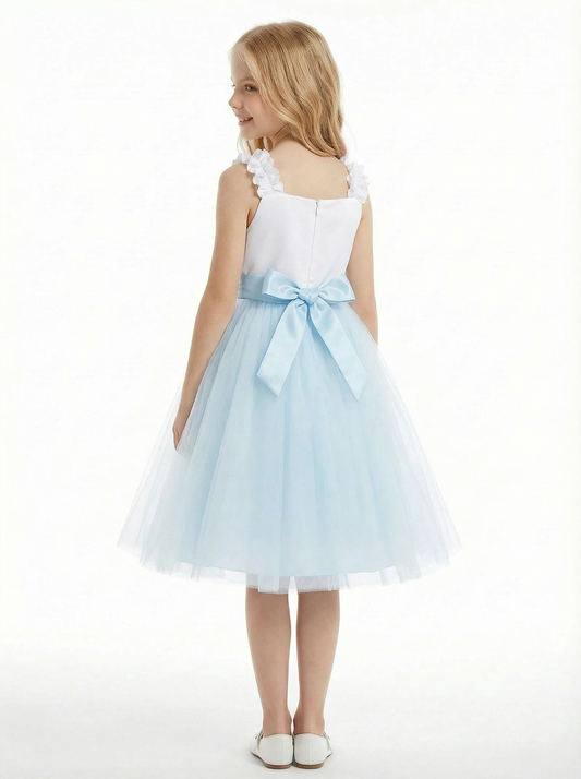 Sweetheart Lace Girls Wedding Party Dress Knee Length Puffy Communion Dresses