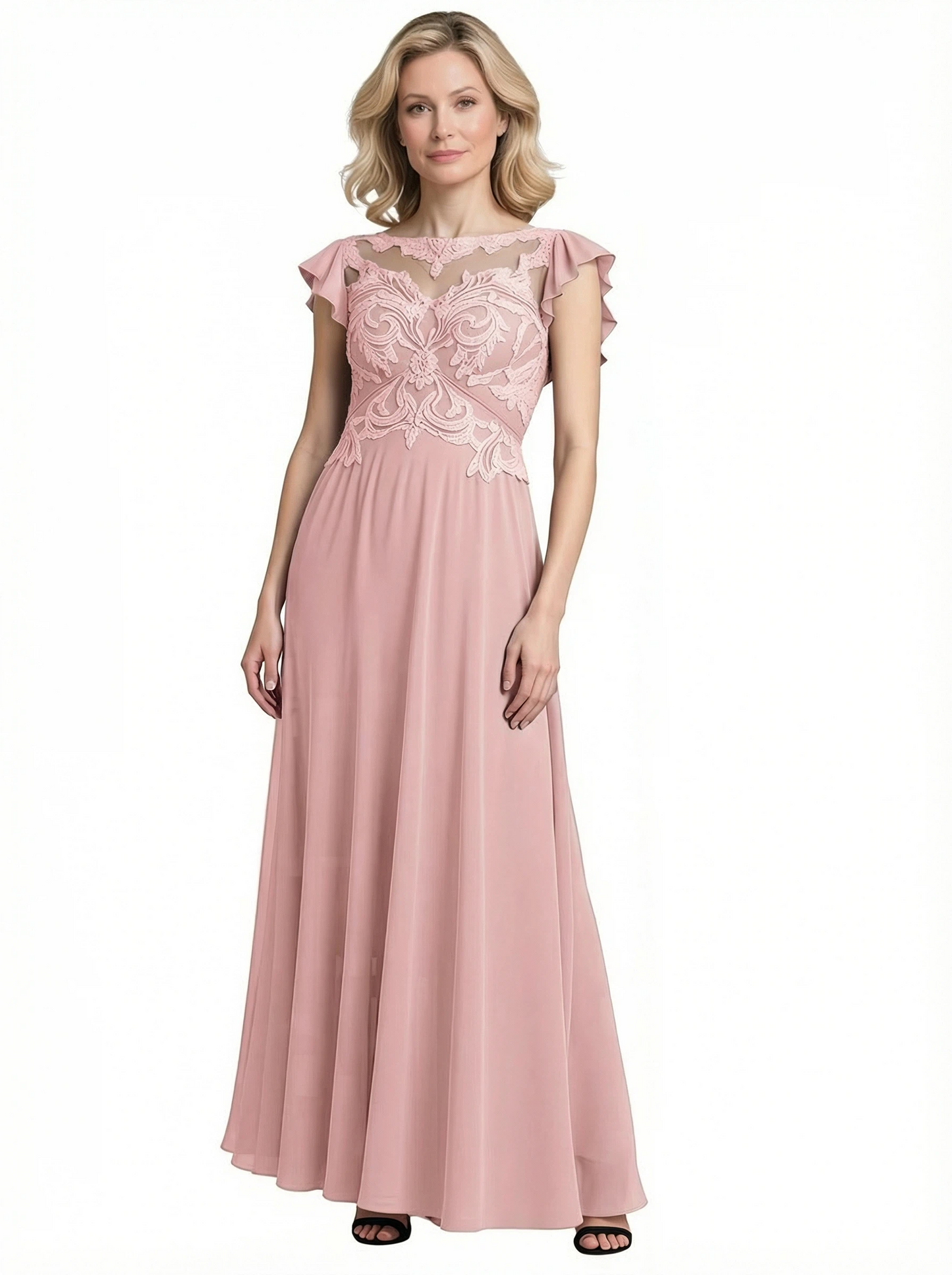 Chiffon Lace Elegant Mother of The Bride Dress Wedding Formal Gowns