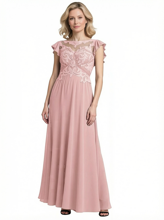 Chiffon Lace Elegant Mother of The Bride Dress Wedding Formal Gowns