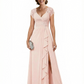 V-neck Slit Formal Gowns Lace A-line Mother of The Bride Dresses Evening Gowns
