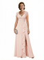 V-neck Slit Formal Gowns Lace A-line Mother of The Bride Dresses Evening Gowns