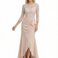 Long A-line Elegant Mother of The Bride Dress Evening Illusion Lace Ruffle Slit
