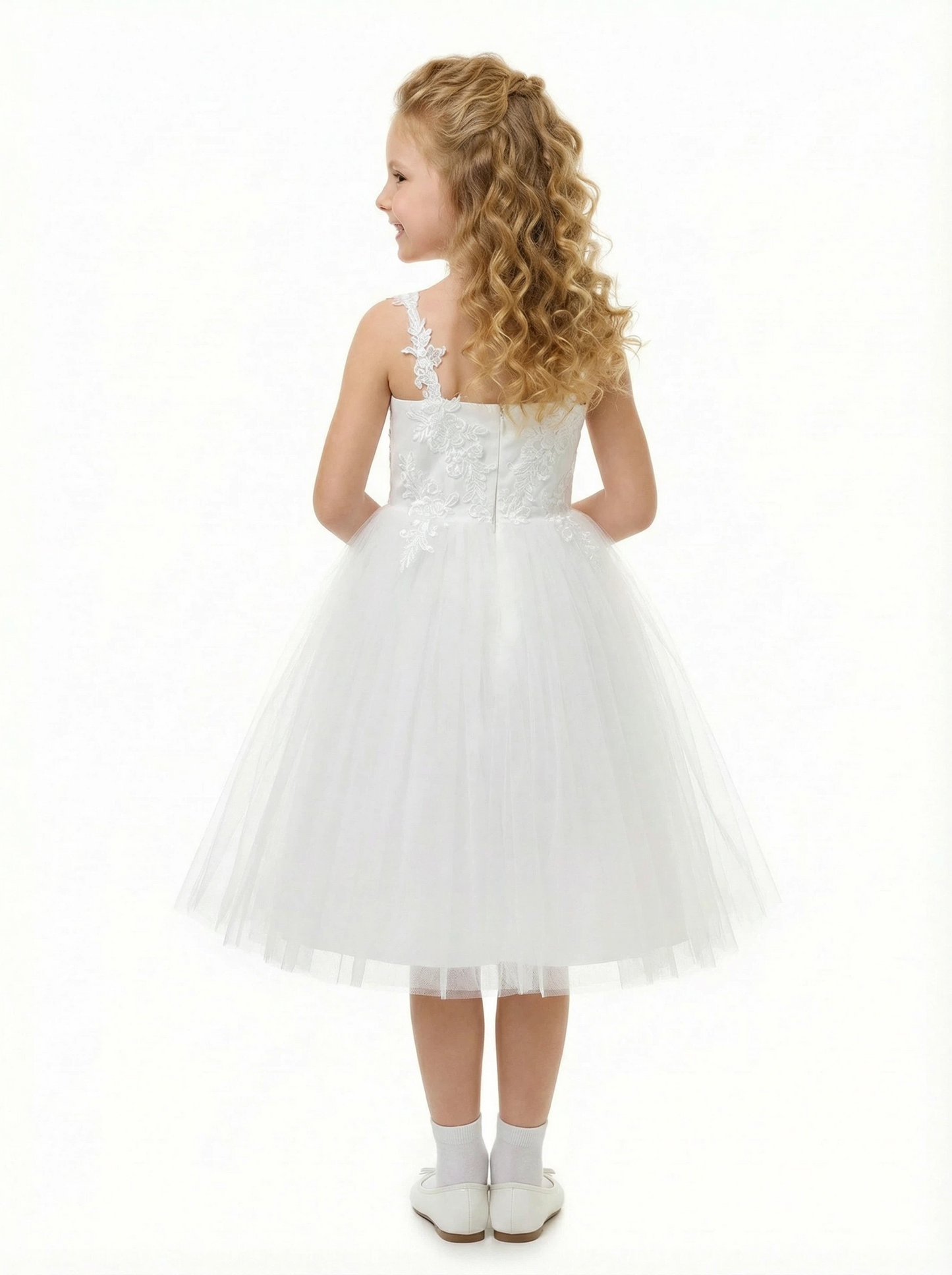 Ladies Lace Flower Wedding Flowers Girl Gowns Boho Dress Flower Princess Gowns Spaghetti-Straps