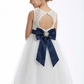 Vintage Lace Girls Wedding Guest Dress Knee Length Childrens Dresses for Wedding with Bow