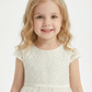 Satin Lace Girls Princess Dress Cap Sleeve Bow Sash A-Line Wedding Guest Gowns Girls